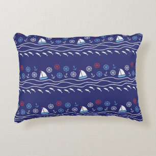 Sea seamless pattern. Vintage illustration. Accent Pillow