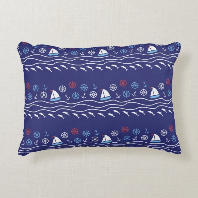 Sea seamless pattern. Vintage illustration.  Accent Pillow (Front)