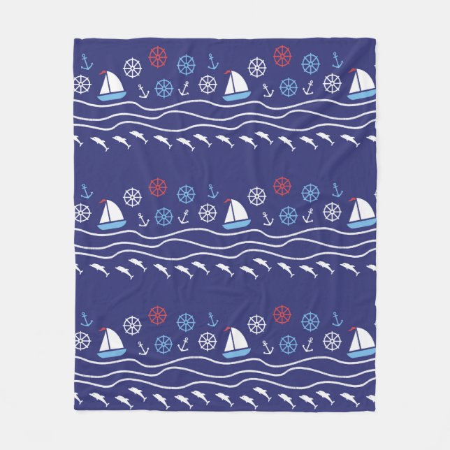 Sea seamless pattern. Vintage illustration. Fleece Blanket (Front)