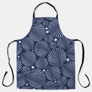Sea seamless pattern with blue shells. Summer back Apron