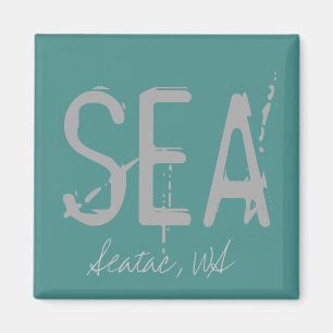 SEA Seattle Airport Code Typography Magnet
