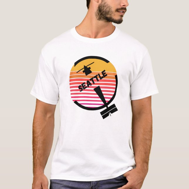 SEA Seattle Airport, Washington - Retro Plane T-Shirt (Front)