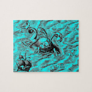 Sea Serpent and Sailing Ship Jigsaw Puzzle