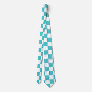 Sea Serpent Blue and White Chequerboard Pattern Tie