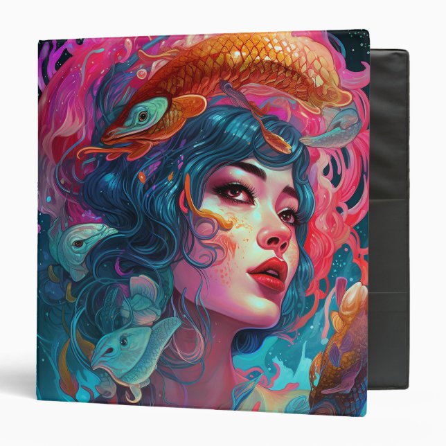 Sea Serpent Hair Lady Fantasy Art Binder (Front/Inside)