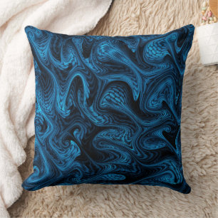  Sea Serpents Blue Waves Fractal Art Throw Pillow