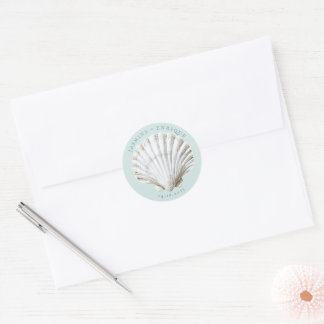 Sea Shell | Beach Wedding Classic Round Sticker