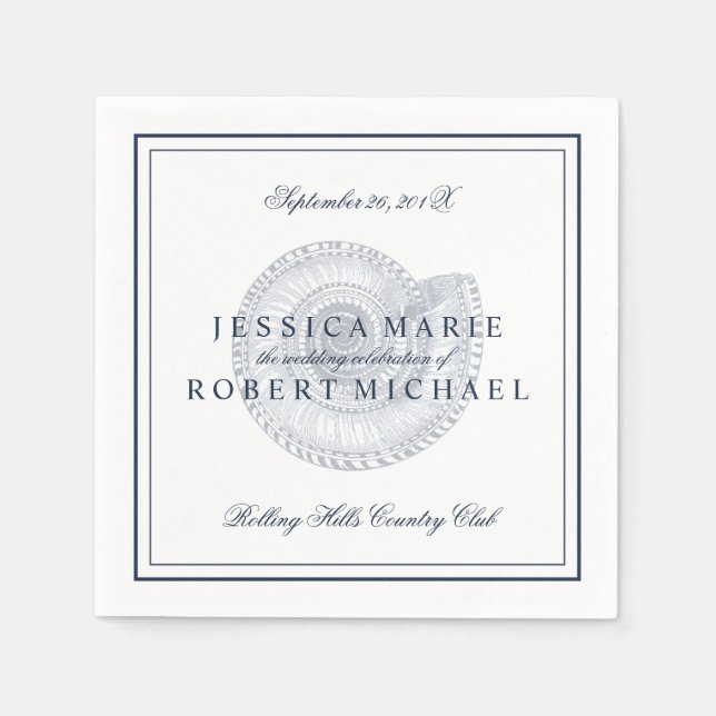 Sea Shell Beach Wedding Reception Custom Napkins (Front)