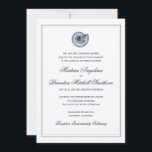 Sea Shell Beach Wedding | Traditional Invitation<br><div class="desc">Classic navy and white wedding invitation featuring an antique sea shell illustration.  Border is optional. (make sure to preview cropped design to see how the border will look when trimmed).  Also available in more colours. http://www.zazzle.com/beckynimoy*  



  


com</div>