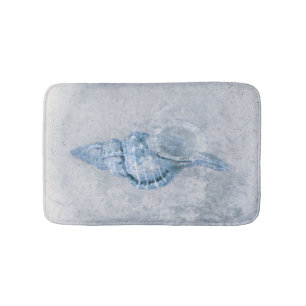 Sea Shell Blue Vintage Antique Ocean Beach Texture Bath Mat