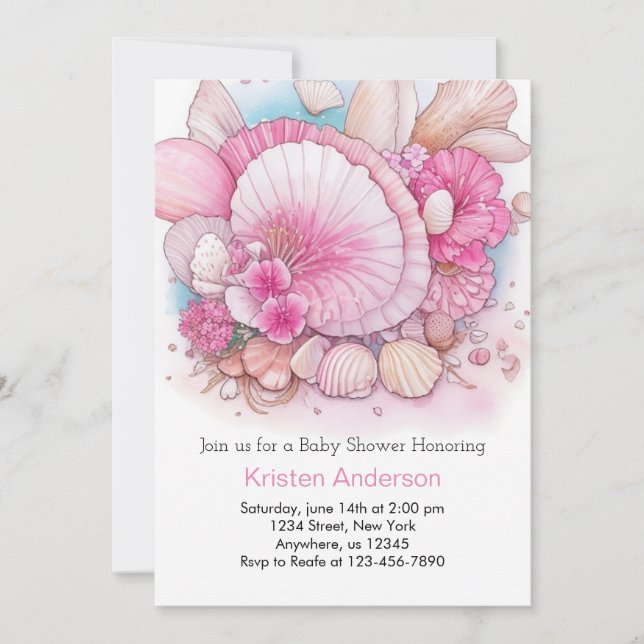 Sea Shell Boho Delight Girl Baby Shower Invitation (Front)