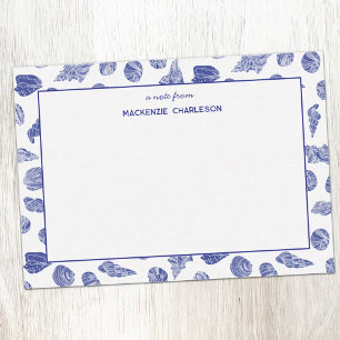 Sea Shell Coastal Nautical Blue Personalized Card