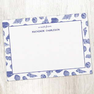 Sea Shell Coastal Nautical Blue Personalized Card
