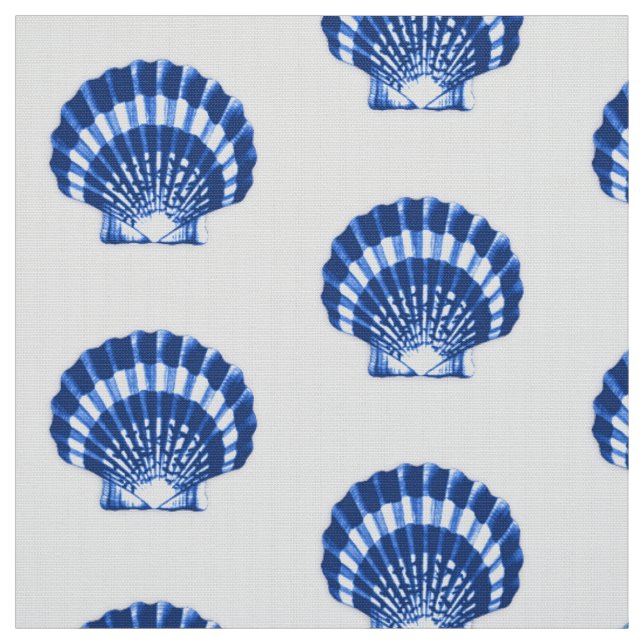 Sea Shell - cobalt blue and white Fabric (Swatch)