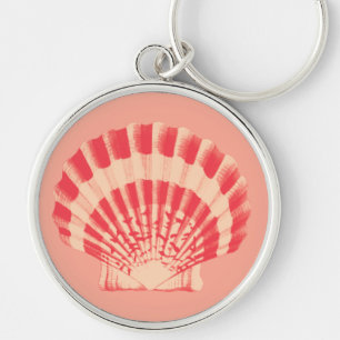 Sea shell - coral and peach keychain