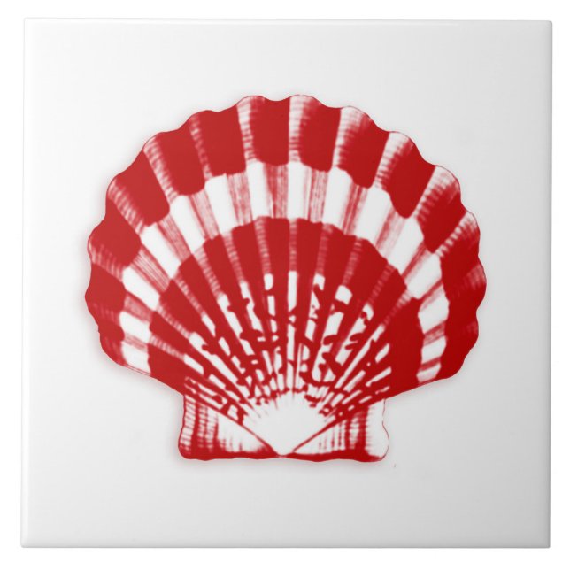 Sea Shell - deep red and white Tile (Front)