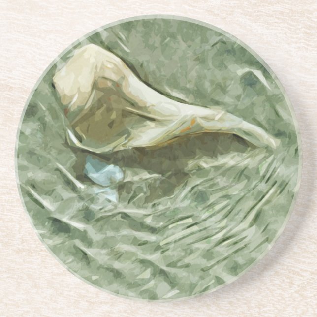 Sea Shell in Moving Water Abstract Impressionism Coaster (Front)
