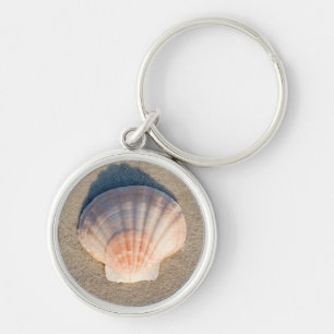 Sea Shell Laying On Sandy Beach Keychain
