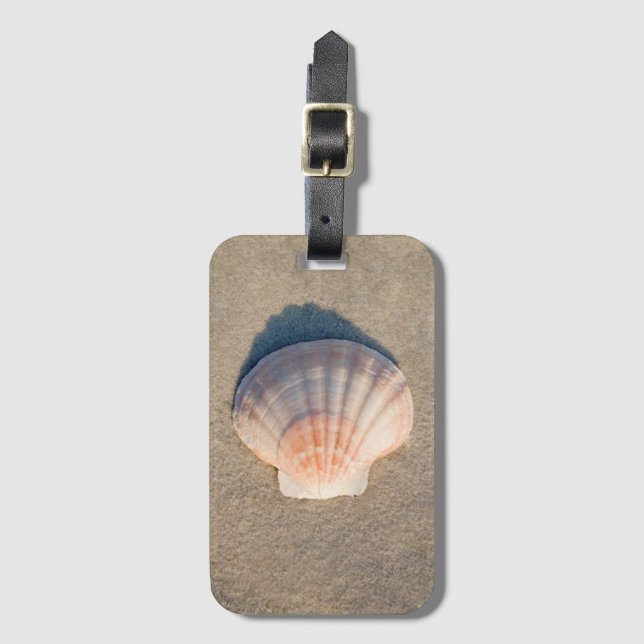 Sea Shell Laying On Sandy Beach Luggage Tag (Front Vertical)