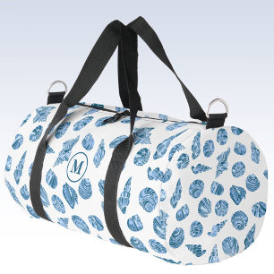 Sea Shell Nautical Monogram Initial Travel or Gym Duffle Bag
