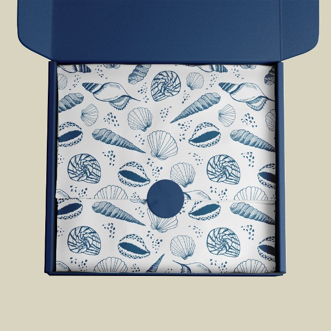 Sea shell pattern tissue paper (Blue Seashell Tissue Paper)