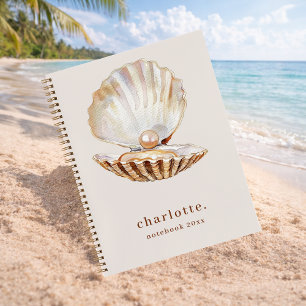 Sea shell pearl beige modern notebook