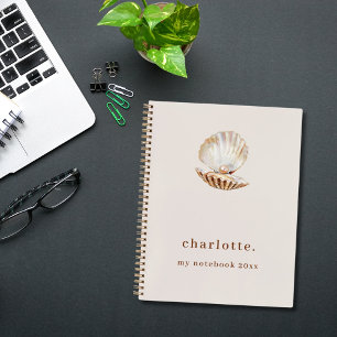 Sea shell pearl beige modern notebook