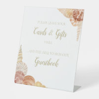 Sea Shell Pedestal Sign for Cards, Guestbook etc