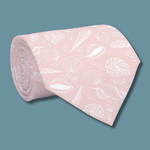 Sea Shell Pink ocean beach pattern Tie