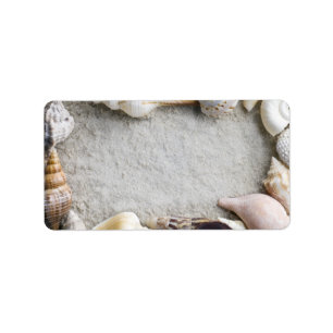 Sea Shell Sand Background - Beach Shells Customize Label