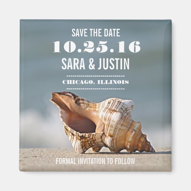 Sea Shell Save the Date Magnet (Front)
