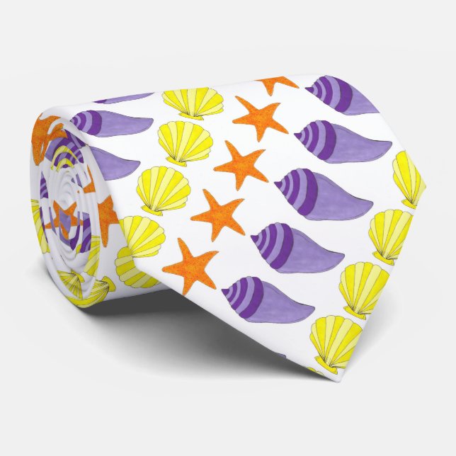 Sea Shell Seashell Shells Starfish Beach Ocean Tie (Rolled)