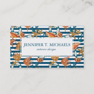 Sea Shells And Anchor Pattern Business Card