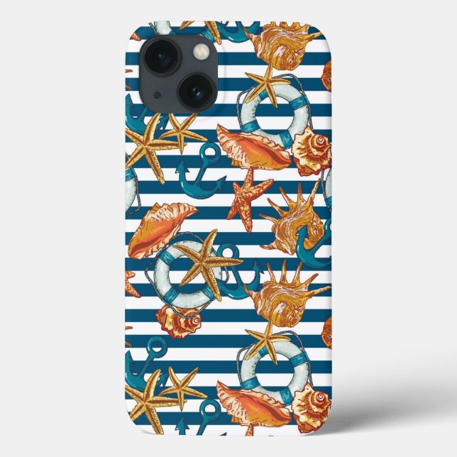 Sea Shells And Anchor Pattern Case-Mate iPhone Case (Back)