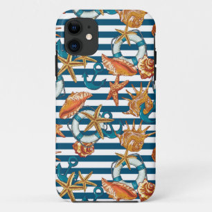 Sea Shells And Anchor Pattern iPhone 11 Case