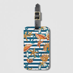 Sea Shells And Anchor Pattern Luggage Tag