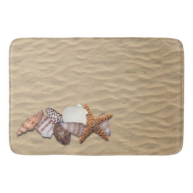 Sea Shells and Beach Sand Bath Mat (Front)
