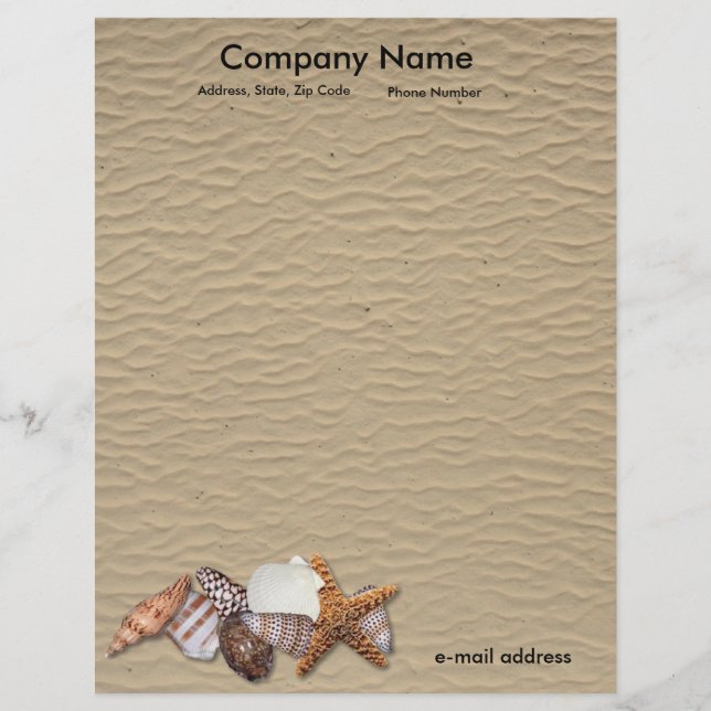 Sea Shells and Sandy Beach Letterhead (Front)