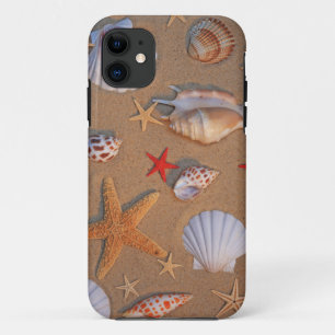 Sea Shells And Starfish Arranged On Sand iPhone 11 Case