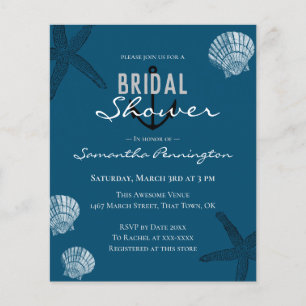Sea Shells and Starfish Bridal Shower Invitations