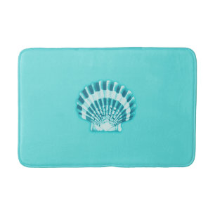 Sea shells - aqua and teal bath mat