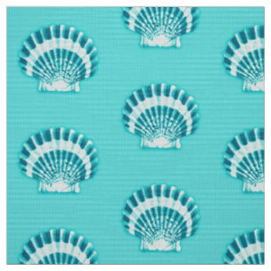 Sea shells - aqua and teal fabric