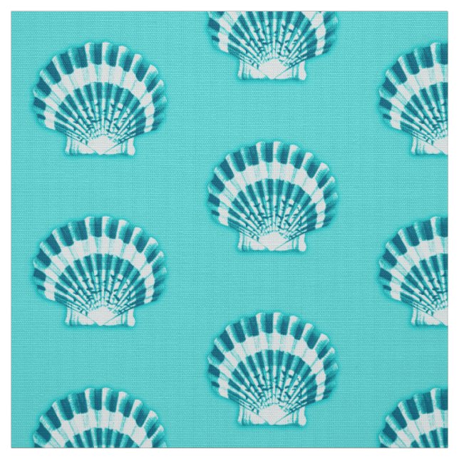 Sea shells - aqua and teal fabric (Swatch)