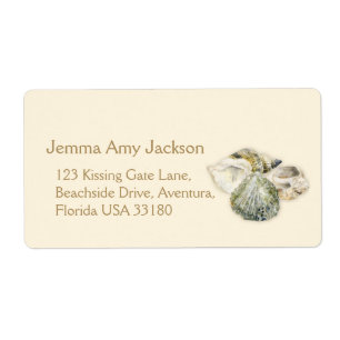 Sea shells art wedding large return reply label