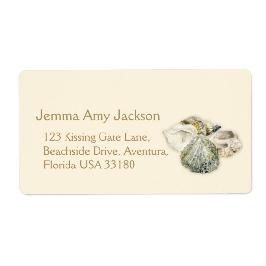 Sea shells art wedding large return reply label shipping label