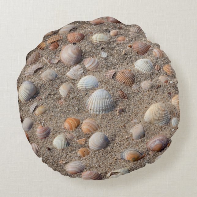 Sea  shells at the beach round pillow (Back)