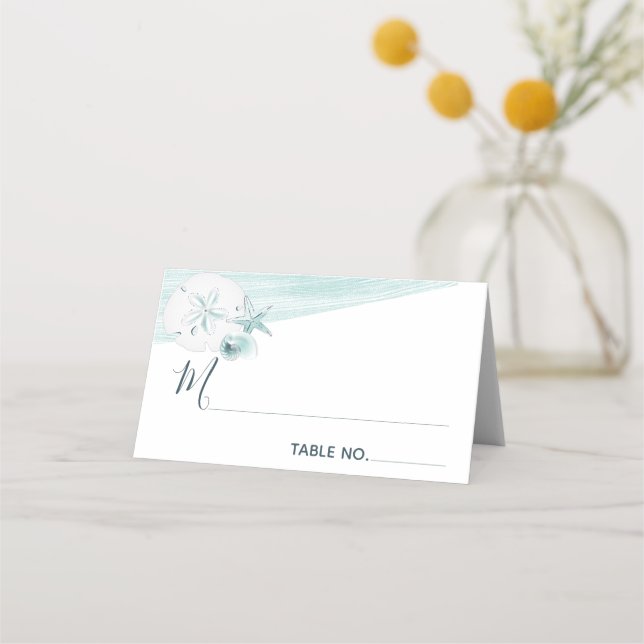 Sea Shells Beach Wedding Place Card (Front)