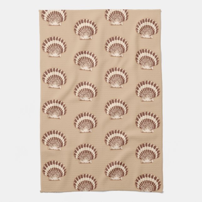 Sea shells - brown and beige kitchen towel (Vertical)