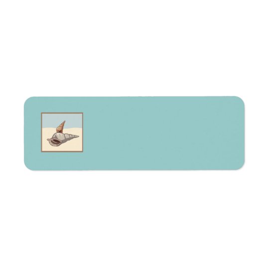 sea shells browns greys blues graphics ocean beach return address label