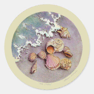 SEA SHELLS by SHARON SHARPE Classic Round Sticker